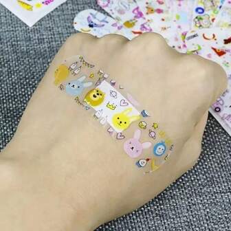 120/60 piezas de vendas transpirables y transparentes, vendas con estampado de dibujos animados - Patrón aleatorio
