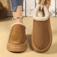 Winter 2024 Neue Auslandshandelswaren Uggs Damen Samt warm dicke Sohlen ohne Absatz geschlossene Zehen Wolle Halbschuhe - Dicke Kamelfarbe - Übersicht 2
