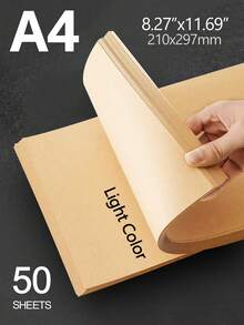 50pcs A4 Dark Kraft Paper Sheets, 200gsm, 8.3x11.7 Inches - Perfect For DIY Crafts, Invitations & Card Making,School Supplies,Back To School