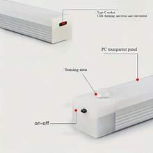 3 piezas de luces con sensor de movimiento, barras de luz nocturna para dormitorio, luces LED recargables por USB, adecuadas para habitación, gabinete, armario, pasillo y escaleras, 50 cm/30 cm/20 cm/10 cm, luz cálida/luz blanca - 3 piezas - Ver 5