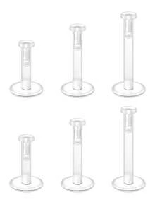 混合风格透明穿孔保持器低过敏性柔性Bioflex塑料隐形工作手术透明保持器肚脐环唇鼻钉眉毛乳头环舌耳环工业杠铃 - 無色 - 查看 14