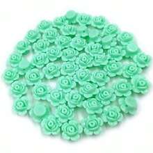 50Pcs 12mm Rose Flower Beads Loose Beads DIY Beads Jewelry Accessories Handmade Material - 綠色 - 查看 2