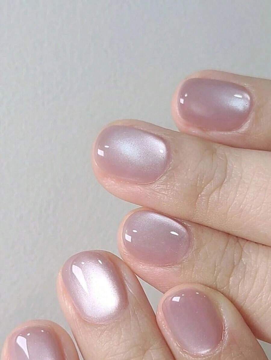 24-Piece Short Square Press-On Nail Set In Pink With Strobe, Full Cover Solid Color Nails, Glue & Filing Stick Included Women And Girls,3D Nails, Colored Nails, Detachable Wearable Nails, Suitable Wearing At Festivals, Events, And Parties. Nail Supplies Nails - 彩色 - 查看 1