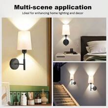 Battery-Operated Wall Sconces – Rechargeable Dimmable LED Lamps (No Hardwiring) | USB Charging Bulbs With Remote Control - Black - View 8