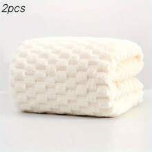 2 Pcs Ultra Soft Microfiber Bath Towels, Quick Drying And Super Absorbent - Unscented, Perfect For Spas, Gyms, And Travel - Modern Checkered Design, 27.5x55.1 Inches, Multiple Colors Available