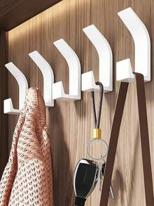 5/10pcs Bathroom Wall Hooks, No Drilling Required, Art Deco Style, Strong Adhesive Door Back Hooks, For Hanging Clothes, Hats, Handbags, Wall Hanging Household Gadgets, Home Organization Bathroom Accessories Bathroom Tools