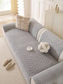 1 pieza Funda de sofá de terciopelo de leche con relieve ultrasónico estilo bohemio, de tela suave y aterciopelada, antideslizante, apta para todas las estaciones, fácil de limpiar y lavar a máquina, se ajusta a sofás de 1, 2, 3 y 4 plazas y seccionales, perfecta para la decoración del hogar en la sala de estar, oficina, dormitorio y exteriores