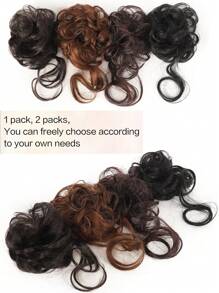 1pc/2pcs Synthetic Messy Updo Hair Bun Chignon Scrunchies Fake Hair Band Braid Elastic Hairpiece Tail For Women Synthetic Curly Ponytail - Multicolor - View 6