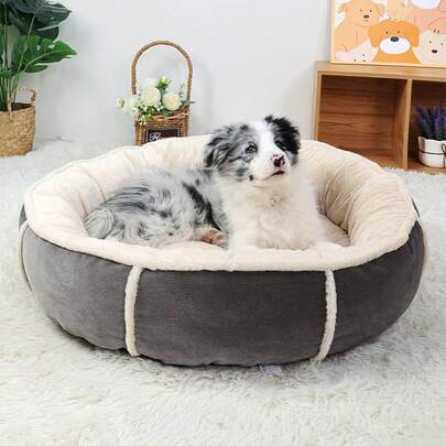 1个宠物床，适用于猫狗，采用温暖柔软的毛绒材质，全封闭式设计，适合小型、中型和大型宠物，底部防滑防潮，是秋冬季的理想之选。
