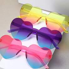 1/6/12/20 Pairs Heart Shaped Candy Color Rimless Fun Heart Party Glasses For Women Men Party Favors - Pink - View 4