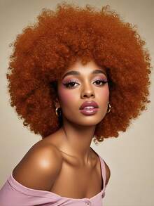 DZfirst 男女通用非洲式假发 - 70 年代中性款搞笑派对非洲式卷发假发，带刘海，8-14 英寸 - 彩色 - 查看 24