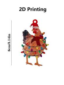 1 Set Funny Christmas Chicken Decor Set, Scarf Chicken Holiday Decorations, Hanging Christmas Tree Outdoor Decorations, Home Decor, Room Decor - Multicolor - View 4