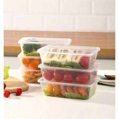 20pcs Food Storage Containers With Snap Lids - 500ml, Stackable And Microwave , Suitable For Meal Prep And Takeout, Durable Rectangular Bento Boxes For Healthy Eating