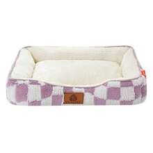1 قطعة سرير حيوانات أليفة ذو نمط الشطرنج للكلاب والقطط، مصنوع من مادة قطيفة دافئة ومقاومة للرياح، مناسب للكلاب الصغيرة والمتوسطة والكبيرة، قاعدة مانعة للانزلاق ومقاومة للرطوبة، متوفر بألوان متعددة