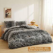 20x54 Fluffy Cheetah Print Body Pillow Cover, Leopard Print Plush Fuzzy Pillowcase With Zipper, Farmhouse Shaggy Long Pillow Cover Women Side Sleepers, Pink - 豹紋灰色 - 查看 7