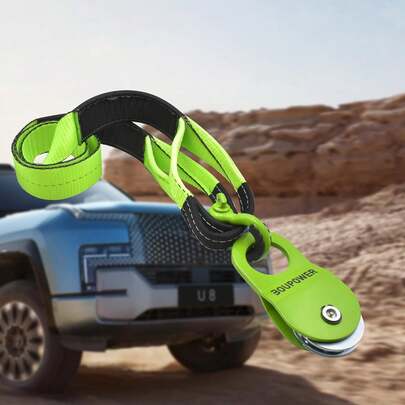 Kit di recupero fuoristrada, blocco di traino da 10 tonnellate con smorzatore di tensione per verricello, ganci ad anello a D da 3/4", cinghia di traino da 3"x20' + cinghia di salvataggio per alberi da 3"x8', attrezzatura di recupero veicoli verde