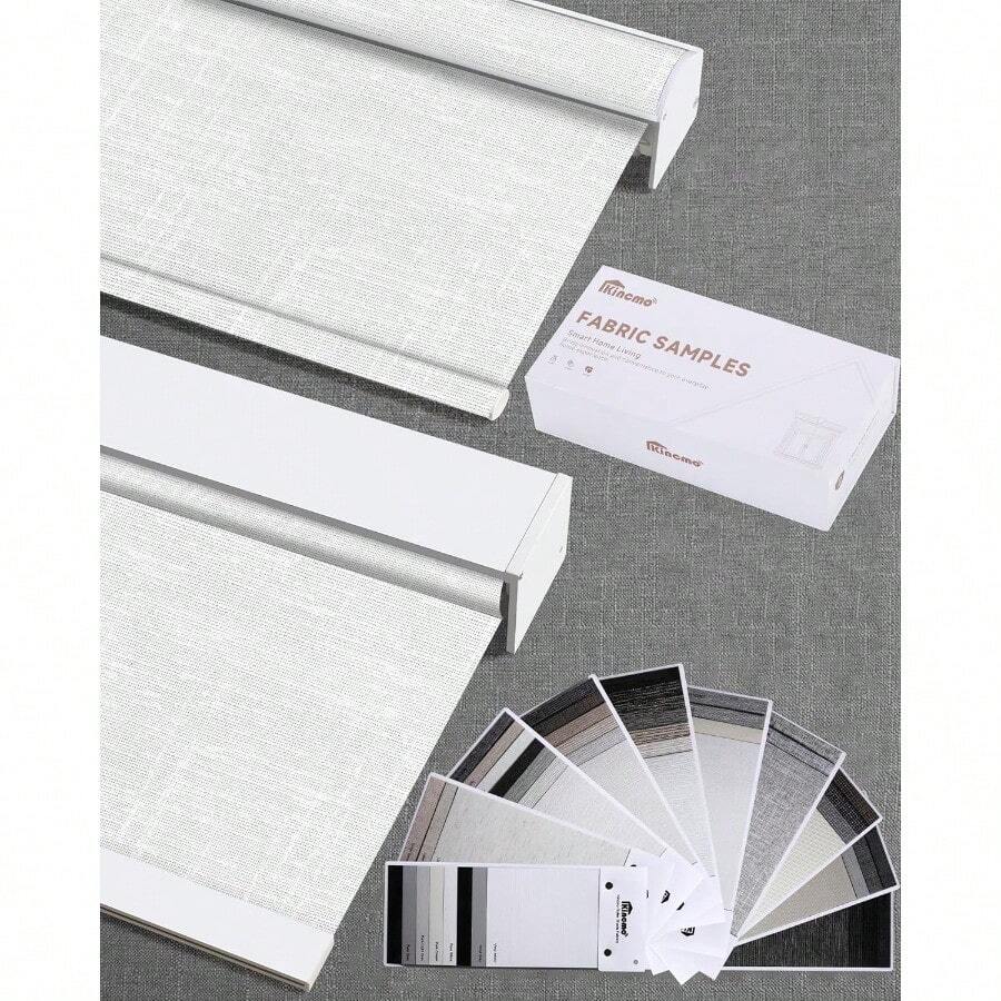 Motorized Blinds With Remote Control For Smart Home Integration: 100 Blackout Electric Roller Shades Compatible With Apple HomeKit Alexa  Assistant VoiceControlled Via Smartphone App Customizable Sizing Multicolor Fabric Samples Included For Interior Design Applications - ASetBlackoutMulticolorFabricSamples - View 1