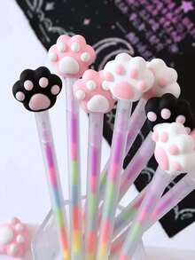 1pc/3pcs/6pcs Colorful Spiral Neutral Pens, Cat Paw Pastel Pens, Gradient Color Planner Pens, Dreamlike Doodle Rainbow Pens, Multi-Color In One Pen, High-Quality Creative Student Stationery Pens, DIY Graffiti Drawing Pens, Suitable For Sketching And Painting, Professional Drawing Pens For Artworks, Waterproof And Smudge-Proof, Smooth Writing