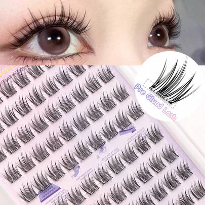 90 簇粘贴式睫毛 C 卷自粘睫毛预粘单根睫毛簇 10-13 毫米佩戴无需胶水睫毛可重复使用自然柔软睫毛延长持久日韩假睫毛礼物适合女性和女孩大容量分段假睫毛带粘性睫毛簇、睫毛簇、单根睫毛、睫毛、假睫毛