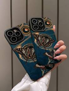 1pc Fashion Personalized Butterfly Texture Vertical Faux Leather Protective Soft Phone Case Compatible With Apple And S17/S17PRO/S17PROMAX/S16/S16PLUS/S16PRO/S16PROMAX - Multicolor - View 4