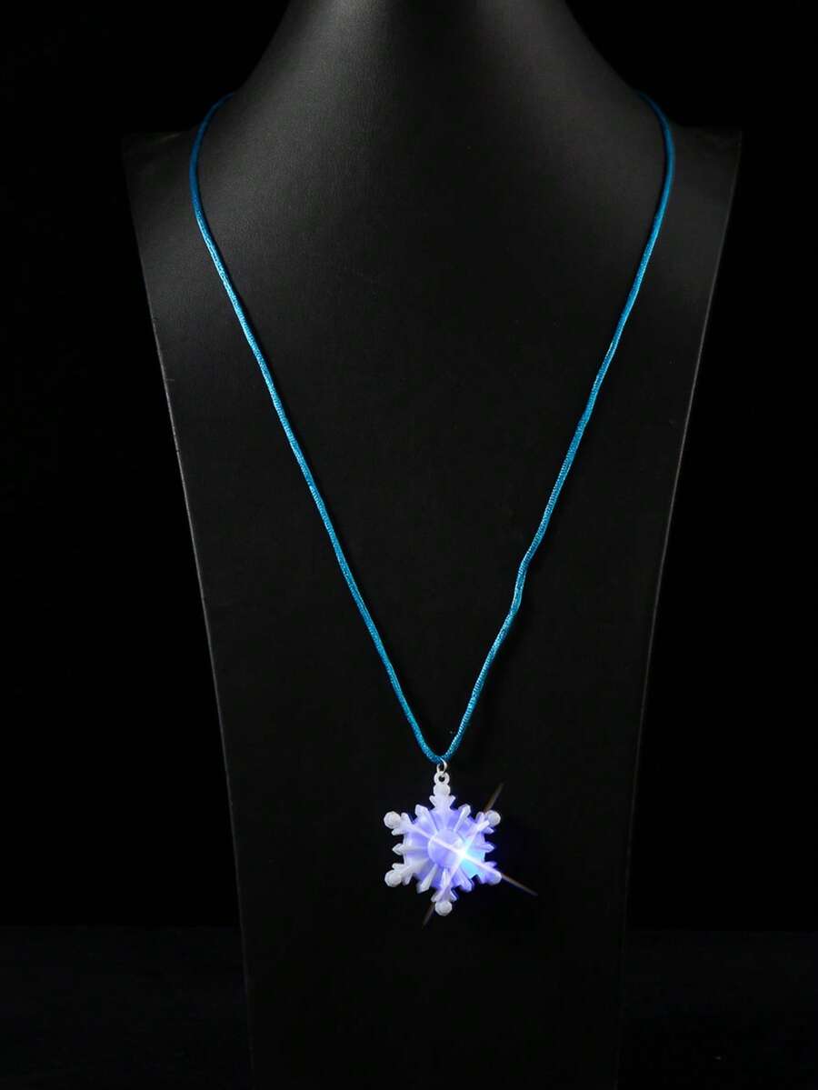 1 pieza Collar de Navidad con colgante de plástico de diseño original con estilo de cordón y copo de nieve minimalista y creativo, adecuado para que hombres y mujeres lo usen durante las vacaciones navideñas