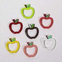 2 قطعة دائرية مفتوحة مطلية بشكل تفاحة ملونة مزودة بزنبرك للمفاتيح، اكسسوارات مجوهرات DIY موصل مناسب لتعليق الحقيبة