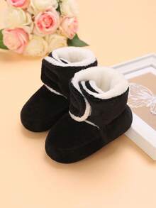 0-1 Year Old Infant Warm Thickened Winter Shoes, Soft Bottom Toddler Shoes, Winter - Black - View 1