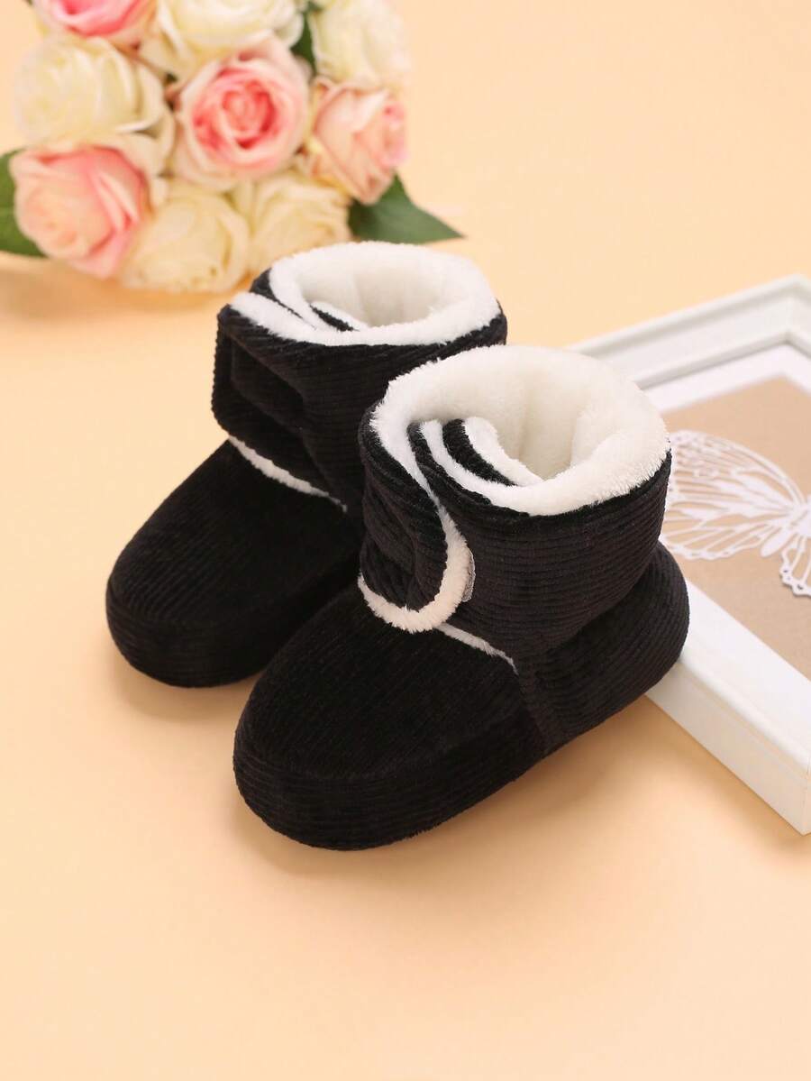 0-1 Year Old Infant Warm Thickened Winter Shoes, Soft Bottom Toddler Shoes, Winter - Black - View 1