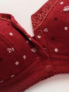 3pcs Floral Print Bras, Soft & Elegant Front Closure Wireless Bras, Women's Lingerie