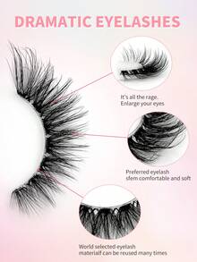 ENCHUW 5 Pairs Cat Eye Eyelashes With Clear Band Soft Black Band 3D Natural False Lashes Fluffy Soft Cross Manga Lashes Wispy Natural Eyelash Extension Makeup - Black - View 3
