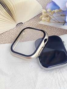 3 件装 3 合 1 钢化玻璃膜硬质 PC 保险杠外壳，适用于 Series 10 9 8 7 6 5 4，兼容 38mm/40mm/41mm/42mm/44mm/45mm/46mm/49mm i Watch 屏幕保护膜保护壳面罩，适用于女士男士，超薄保护，透明/黑色/玫瑰金 - 星光+玫瑰金+透明 - 查看 5