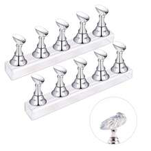 2 Sets Nail Display Stands, Nail Display Stand Painting Nails Nail Magnetic Practice Stand, Nail Polish Practice Nail Art Kit Beginners, Home And Nail Salon Use (Silver) - 銀色 - 查看 4