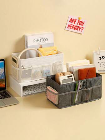Collapsible Storage Box: Multi-Compartment Organizer Mesh Design - Jewelry, Stationery, Toiletries Storage For Desk/Dorm For Remotes/Socks/Medicines, Fits Drawer & Closet (Space-Saving!)