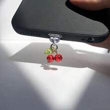 Cute Dust Plug Cherry Bell Mobile Phone Charging Hole Dust Plug Pendant Jewelry Plug Pendant High Sense. - Multicolor - View 5