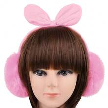 Women's Faux Fur Fleece Ear Muffs Winter Fleece Bow Valentines - Màu Hồng Tươi - Xem 6