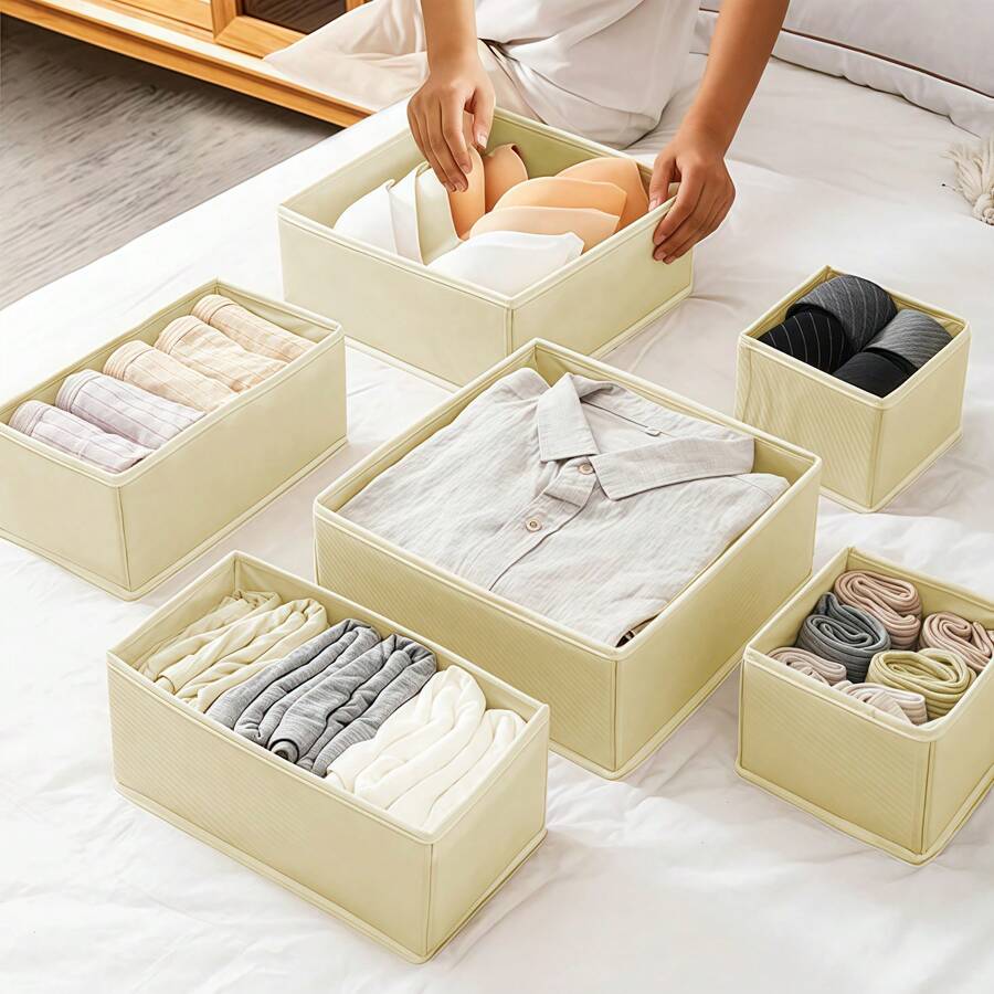 Caja de almacenamiento de tela plegable de estilo simple, organizador de cajones de armario y cómoda, cestas para ropa interior, sujetadores, decoraciones, decoración de otoño, decoración de festivales, decoración de habitaciones, decoración del hogar, decoración de dormitorio