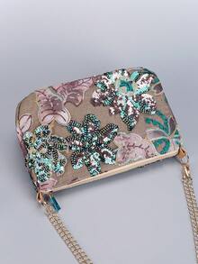 Túi đeo vai thêu hoa sequin, Túi đeo chéo có dây đeo có thể điều chỉnh, Ví đeo chéo thời trang dành cho nữ, Vật dụng cần thiết khi đi du lịch, Duyên dáng hoài cổ, Thích hợp cho các bữa tiệc, kỳ nghỉ, mua sắm, hẹn hò và đi làm. (Cắt họa tiết ngẫu nhiên) - Nhiều màu - Xem 6