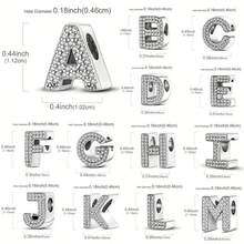 Easvnya Silver Zirconia English Alphabet A-Z Pendant, Suitable For Handmade Bracelets/Necklaces, Minimalist & Fashionable Jewelry Charm, DIY Craft, Women's Birthday Party Gift