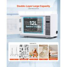 Nail Tool Cleaning Machine, 12L Large Capacity, Multi-Functional Tool Cabinet Cleaner Box With Timer Setting, Tempered Glass Door, 185nm Wavelength, For Labs, Home, Nail Salons, Beauty Salons - US A Type Plug(110-127V) - View 3