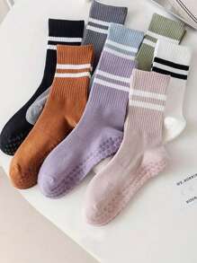 1/8 双防滑瑜伽袜、五趾袜、中筒瑜伽袜、防滑运动袜、普拉提袜、运动纯色地板袜（黑色、白色、灰色、粉色、紫色、蓝色、绿色、橙色、黑色）