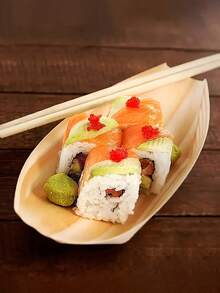 10/20/50 chiếc thuyền đựng thức ăn dùng một lần bằng tre màu be - Khay sushi mini, đĩa khai vị, hộp đựng hình lá dùng cho tiệc nướng BBQ, cắm trại và phục vụ ăn uống, phụ kiện nhà bếp và phòng ăn nhẹ | Thiết kế lá tự nhiên | Hộp đựng - Màu be - Xem 4