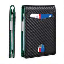 Portfel męski z włókna węglowego RFID, luksusowy, woreczek na pieniądze, smukły, cienki, męski, na karty, mały, krótki portfel męski Vallet Billfold