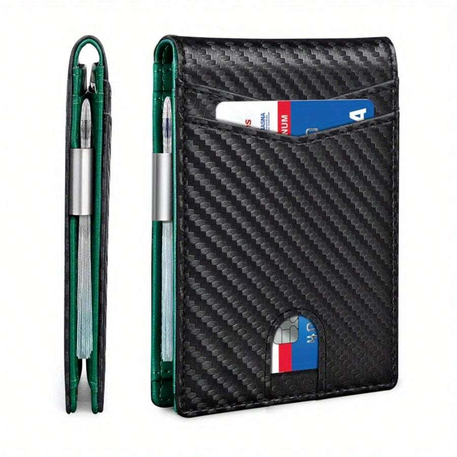 Portfel męski z włókna węglowego RFID, luksusowy, woreczek na pieniądze, smukły, cienki, męski, na karty, mały, krótki portfel męski Vallet Billfold