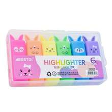 Bộ 4/5/6 bút dạ quang hình gấu nhỏ dễ thương, đầu bút vát màu pastel, đồ dùng học tập cho trường học và mẫu giáo. - Nhiều màu - Xem 17