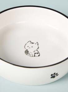 PETSIN Ceramic Cat Bowl, Large Capacity Pet Bowl For Cat Food, Kitten Bowl, Water Dish, Non-Slip Round Dog Feeder - White - View 3