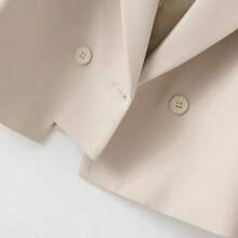 Damen Einfarbige Weste mit Kragen, Knopfleiste und Doppelreiher, ärmellose Büro-Anzugjacke