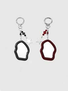 1 件 Y2K 风格亚克力蝴蝶结云迷你镜面星形钥匙扣包饰，优雅的女朋友/姐妹/朋友情人节礼物汽车配饰学校 - 酒紅色 - 查看 4