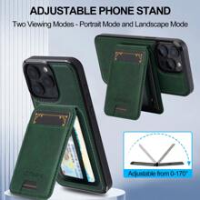 OUKNOEO 可拆卸磁吸无线充电仿皮手机壳，兼容 17 Air 16e 15 14 13 Pro Max S26 S25 Edge S24 Ultra Plus A37 A57 Pixel 10 9 8 7，带卡盒，3 个卡槽，防盗刷卡包 - 綠色 - 查看 8