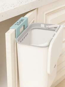 Hanging Trash Can With Adhesive Holder And Hanging Handle 9 Liters With Lid Kitchen Living Room Bathroom - Black - View 7