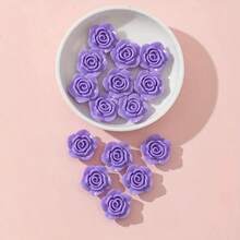 50Pcs 12mm Rose Flower Beads Loose Beads DIY Beads Jewelry Accessories Handmade Material - 紫色 - 查看 1
